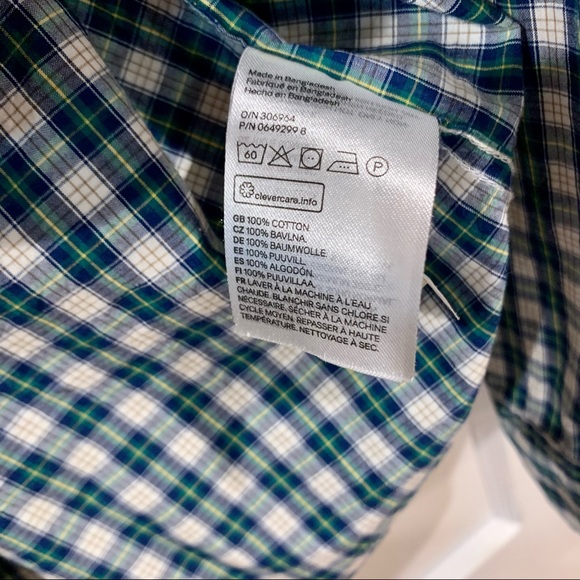 ✨ H&M Mens Navy and Green Plaid Button Down - M, Regular - Picture 8 of 9